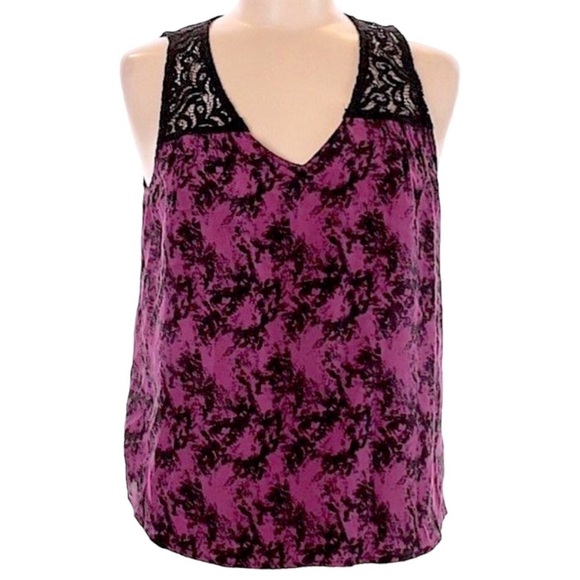 🌺 Urban Outfitters Silence + Noise Purple Sleeveless Silk Lace Blouse Size M - Picture 1 of 9
